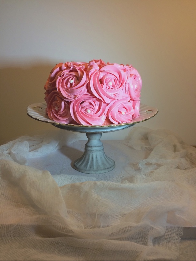 Rose swirl Angel Food Cake