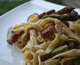 Veckans vegetariska: Pasta med citronstekt sparris