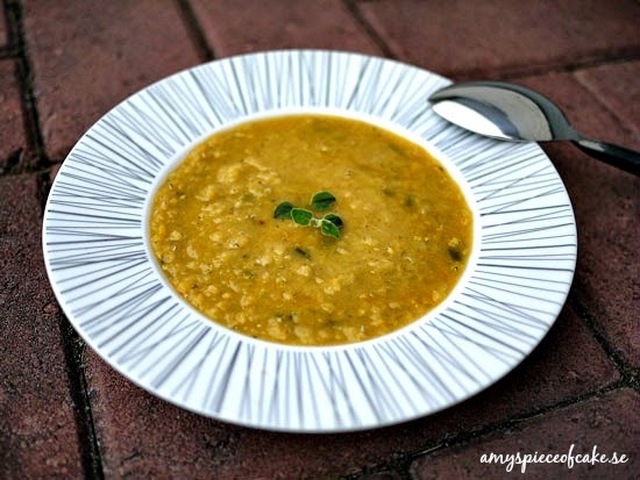 Red curry lentil soup with coconut milk
