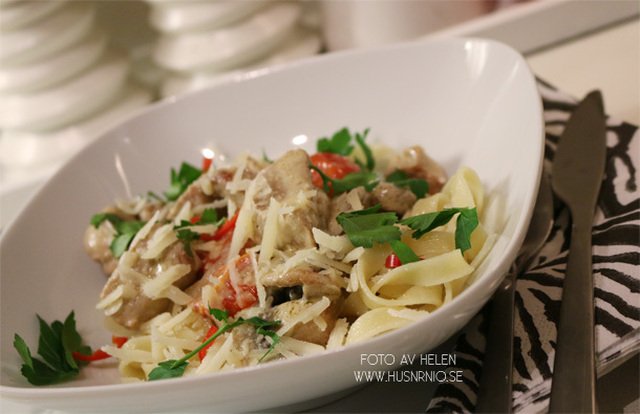 Lättlagat – Tagliatelle med fläskfilé, champinjoner & vitt vin