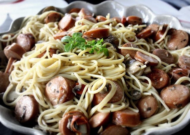 Het pasta med Chorizo