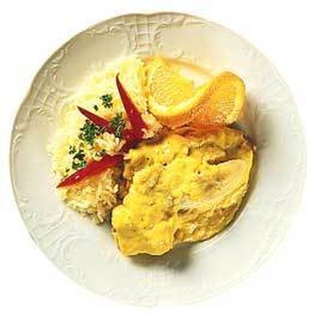 Helstekt kotlettrad med curry och banan