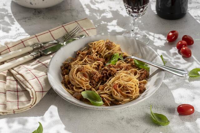 Köttfärssås och spagetti