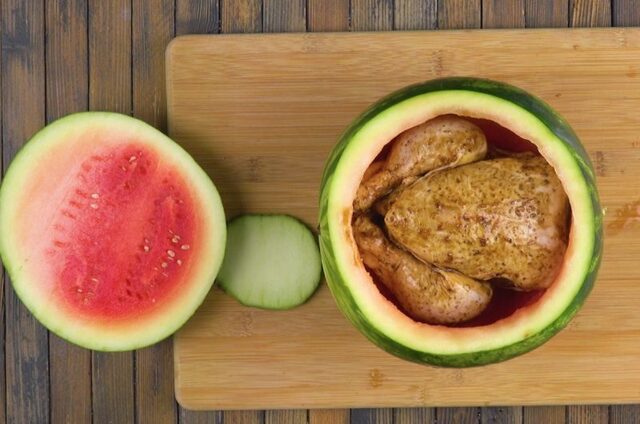 Chicken INSIDE Watermelon Makes For The Perfect Summer Meal!