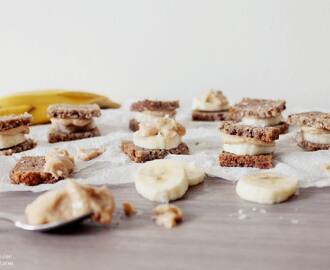 "Sandwich Cakes" with Banana, Sea Salt & PB- Caramel Spread