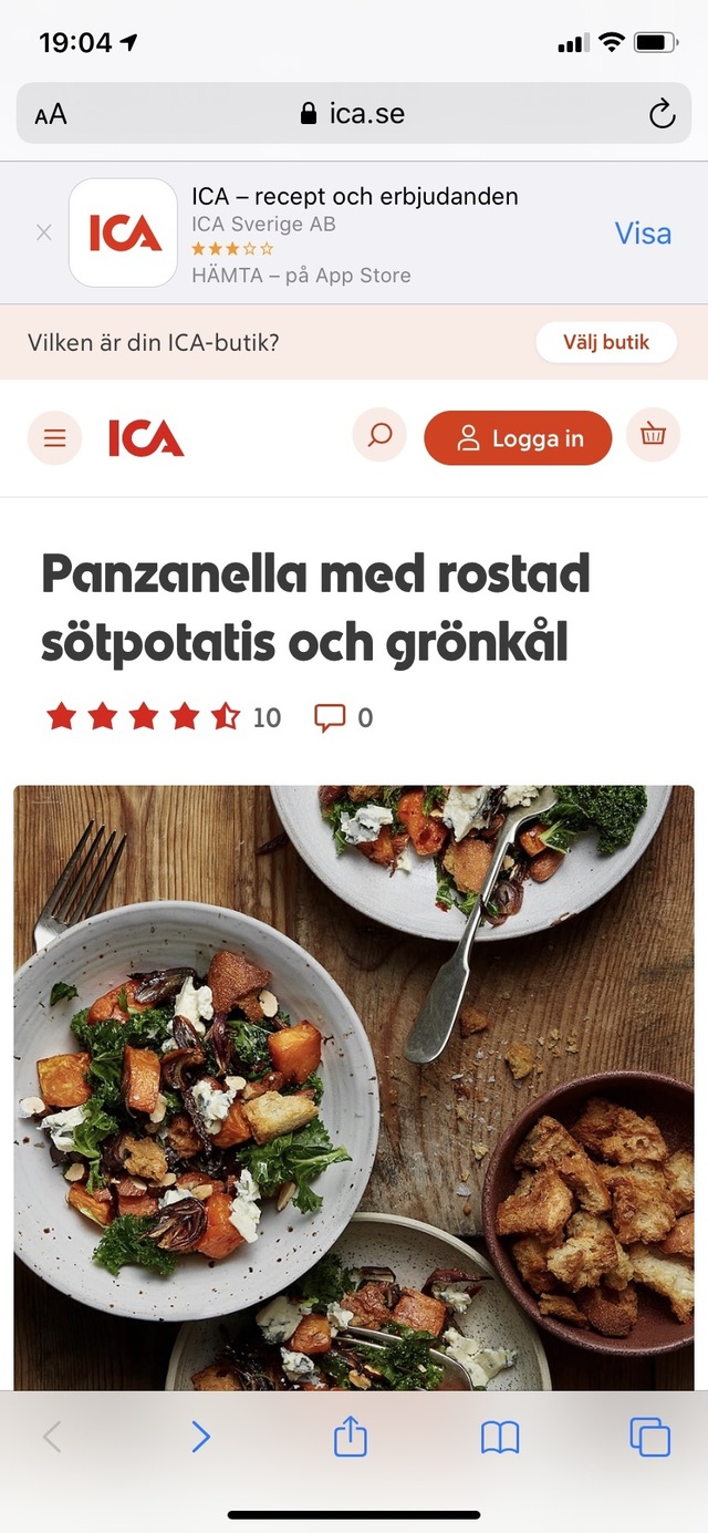 Panzanella med rostad sötpotatis och grönkål