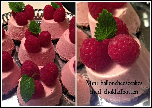 Mini halloncheesecakes med chokladbotten