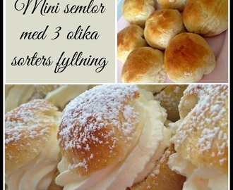 Mini semlor med 3 olika sorters fyllning