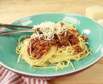 Klassisk köttfärssås med spaghetti