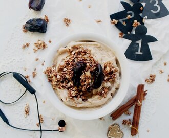 Raw Vegan Gingerbread Ice Cream Bowl with Gingerbread Crunch & Dates