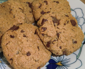 Gluten- och mjölkfria cookies - med havregryn, kokossocker och blåbärschoklad