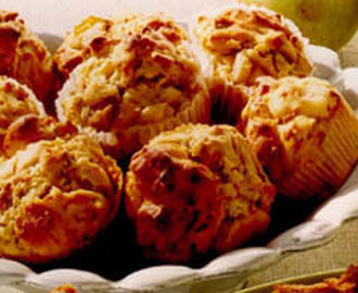 Päronmuffins med ostsmak och solrosfrön