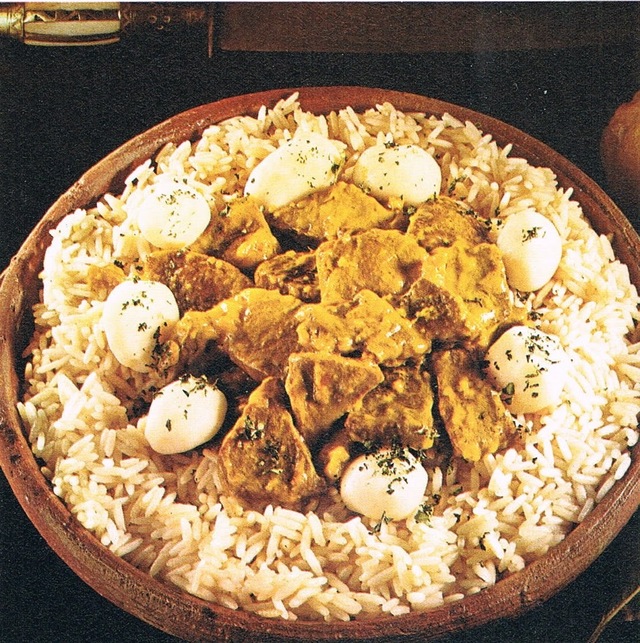 Kalv i curry med ris