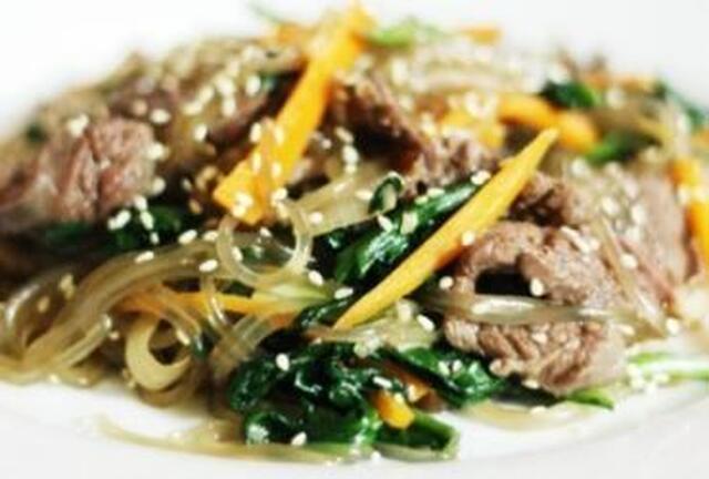 Japchae Koreanska nudlar