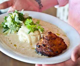 Rödtunga med brandade och beurre blanc