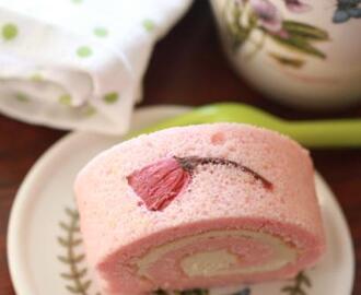 Pink cherry blossom roll cake….