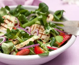 Buffésallad med grillad halloumi