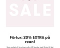 20% extra på rean hos Babyshop