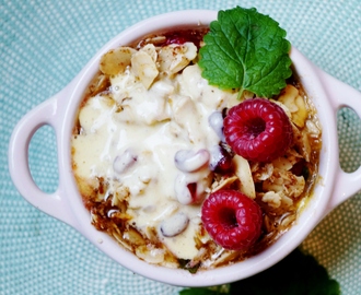 Pomegranate, raspberry and vanilla creme cobbler