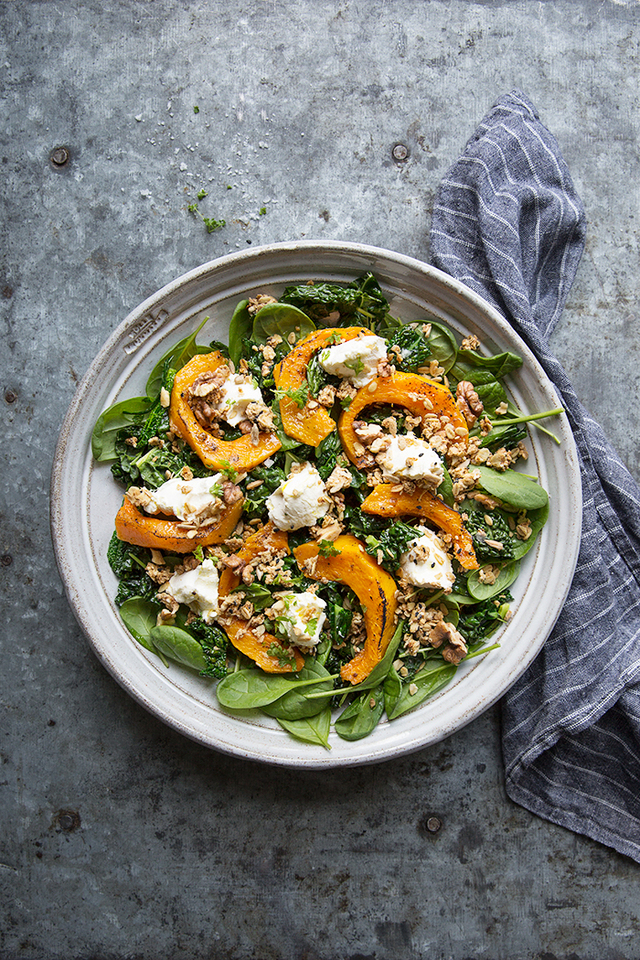 Roasted Butternut Pumpkin Salad with Homemade Labneh and Savoury Granola