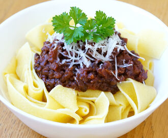 Crock-Pot- Vegetarisk linsbolognese