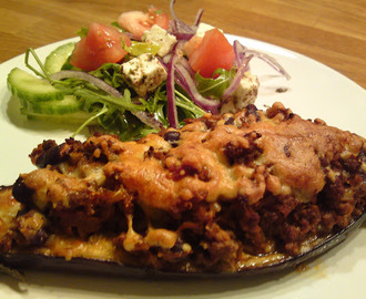 Ugnsgratinerad aubergine med köttfärs