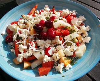 Melonsallad med mynta och feta