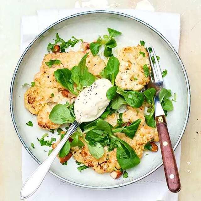 Parmesanrostad blomkål med mandel och citronkräm