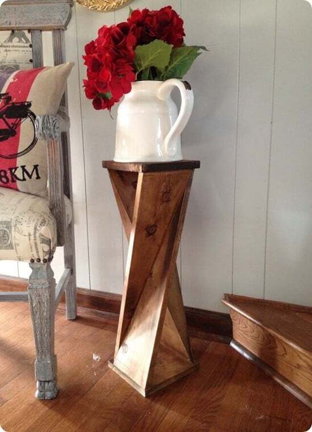 One Board Twisted Side Table for $6