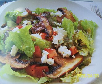 Ljummen sallad med portabella och getost