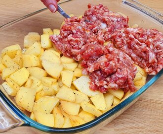 Rezept für ein leckeres Abendessen, Kartoffeln mit Hackfleisch, sehr einfach zuzubereiten #302