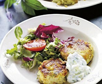 Potatisbullar med broccoli, fetaost och tsatsiki