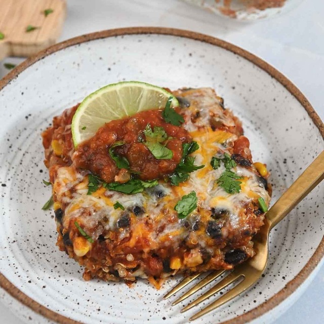 Vegetarian Black Bean Quinoa Casserole (Dump and Bake!)