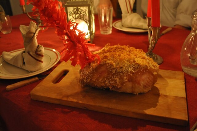 Griljerad ugnsbakad julskinka, Ris a la Malta och hemgjord kycklinglevermousse