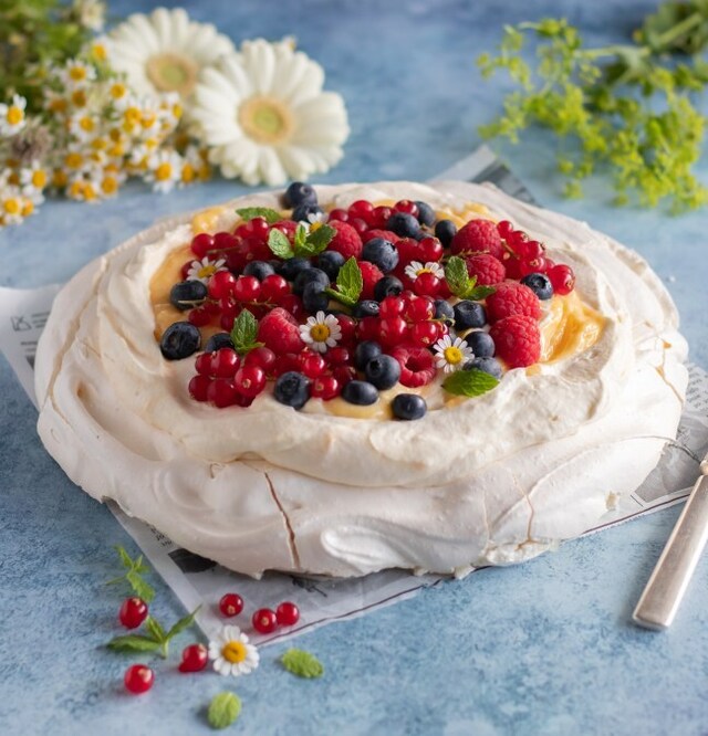 Pavlova med lemon curd grädde