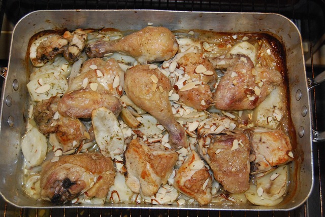 Kyckling med jordärtskocka, citron och mandel. 4 port