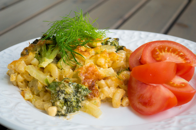 Veckans vegetariska: Mozzarellagratinerad pastagratäng med broccoli och fänkål