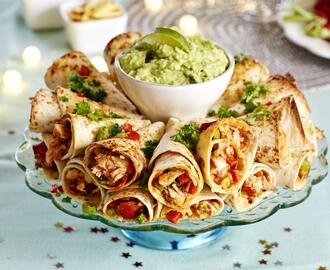 Gratinerad kycklingquesadilla med guacamole