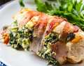 Bacon Wrapped Spinach and Feta Stuffed Chicken