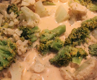 Broccoli o blomkål i röd curry o kokosmjölk