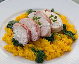 Getostfylld kyckling med risotto Milanese