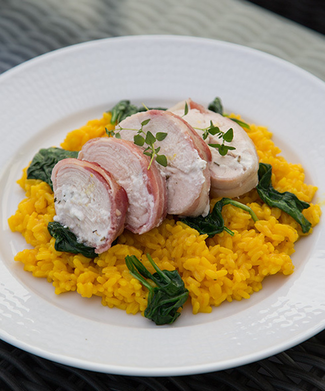 Getostfylld kyckling med risotto Milanese