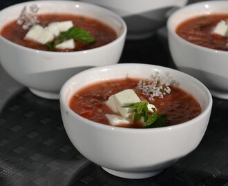 Gazpacho på vattenmelon toppad med fetaost!