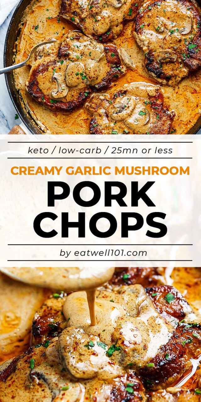 Garlic Pork Chops in Creamy Mushroom Sauce