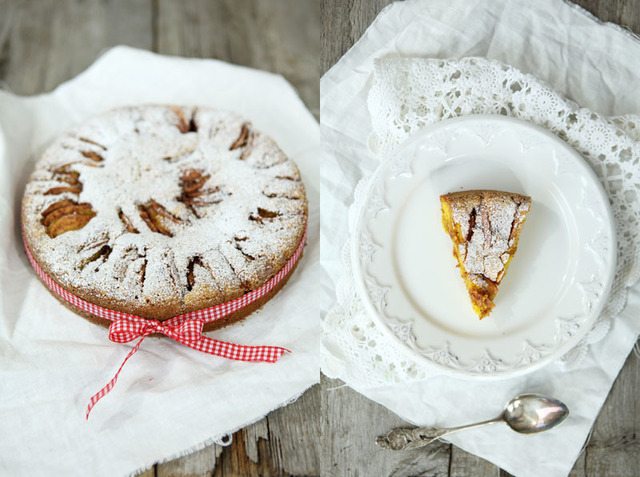 Saftig Saffranskaka med Äpplen& Mandelmassa  - Juicy Saffron Cake with Apples & Almond Paste