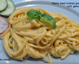 Meat-free Monday: Pasta med rostad paprika och getost sås