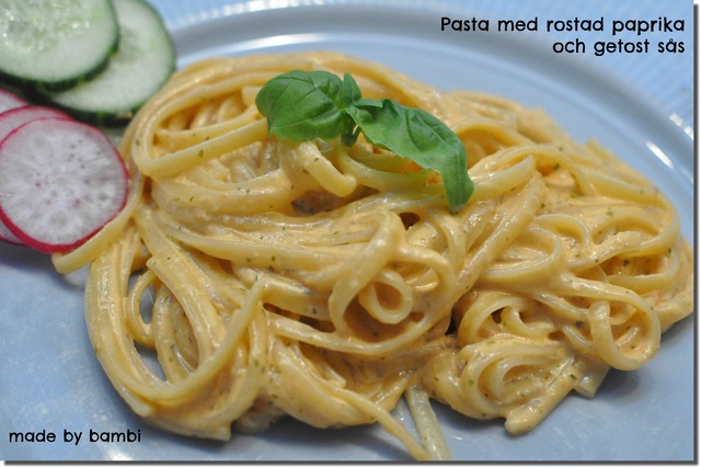 Meat-free Monday: Pasta med rostad paprika och getost sås
