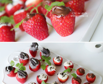 Fyllda jordgubbar med nutella, Oreo kaksmet & vit chokladfrosting