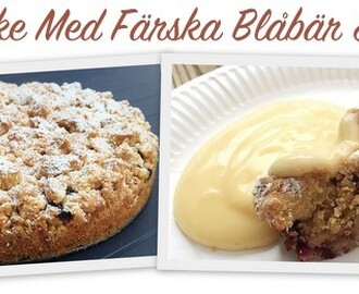 Crumb Cake Med Färska Blåbär & Vaniljsås