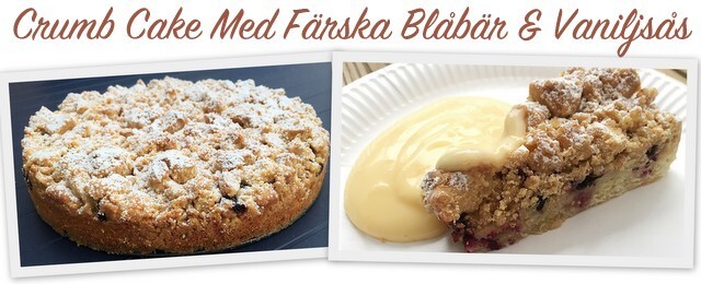 Crumb Cake Med Färska Blåbär & Vaniljsås